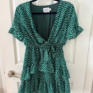 Hello Molly Green Floral Mini Dress
